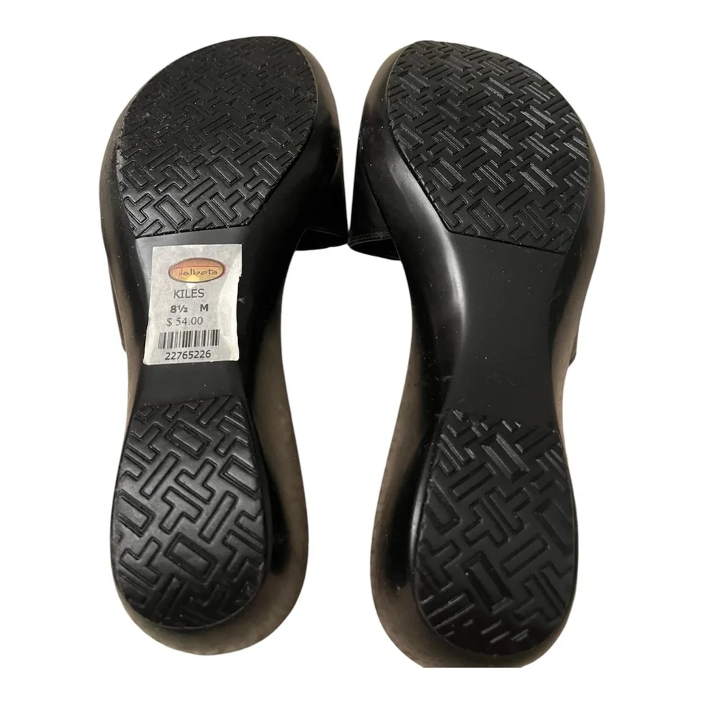 NEW Talbots Black Slides Leather Sandals Size 8.5 VTG - Picture 3 of 3